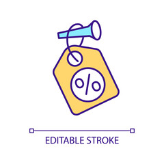 Fixed price RGB color icon. Pricing policy. Costs management. Discount. Commerce and sales. Isolated vector illustration. Simple filled line drawing. Editable stroke. Arial font used