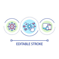 Provide new technologies loop concept icon. Optimizing websites. Adjust online business presence abstract idea thin line illustration. Isolated outline drawing. Editable stroke. Arial font used