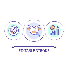 Expand networking capabilities loop concept icon. Social connectedness. Building contacts benefit abstract idea thin line illustration. Isolated outline drawing. Editable stroke. Arial font used