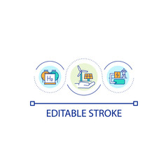 Renewable energy system loop concept icon. Sustainable life. Alternative power sources abstract idea thin line illustration. Isolated outline drawing. Editable stroke. Arial font used