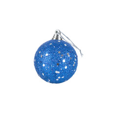 blue christmas ball with blue and silver sequins isolated