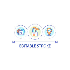 Hydrogen production loop concept icon. Green power. Regional alternative energy station abstract idea thin line illustration. Isolated outline drawing. Editable stroke. Arial font used