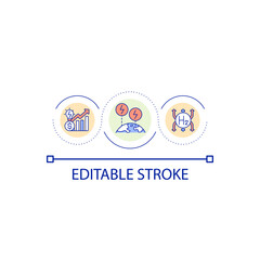 Hydrogen energy development loop concept icon. Renewable source benefit. Carbon free economy abstract idea thin line illustration. Isolated outline drawing. Editable stroke. Arial font used
