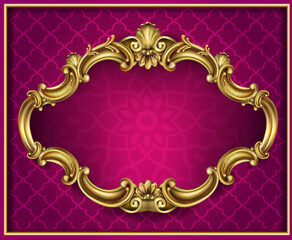 Golden vintage vignette frame with background
