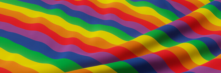 Wavy rainbow color background. LGBTQ banner.