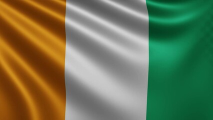 Flag Ivory Coast in the wind close-up, the national flag of Cote d'Ivoire in 3d, in 4k resolution. High quality 4k footage