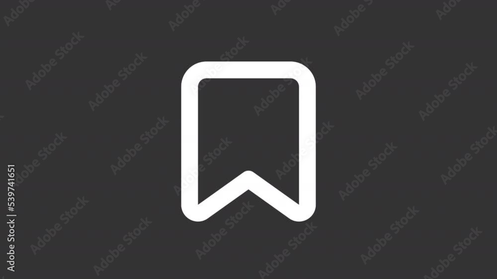 Poster animated bookmark white line ui icon. saving webpage. seamless loop hd video with alpha channel on t