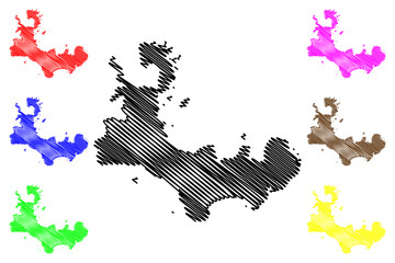 St Martins island (United Kingdom of Great Britain and Northern Ireland, England, Isles of Scilly) map vector illustration, scribble sketch Isle of St Martin's or Brechiek map