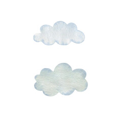 Clouds set watercolor illustration isolated on white background. Happy Halloween.