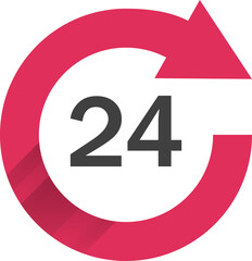Icon 24 hours. Business concept and digital marketing. PNG