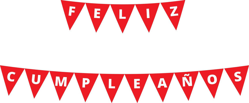 Banderin de Feliz cumpleaños de color rojo. Icono vector