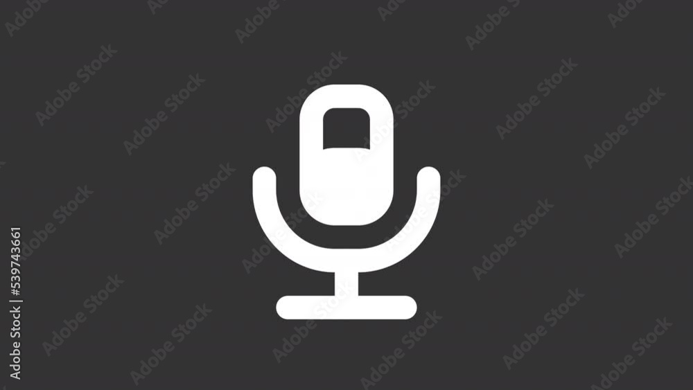 Poster animated voice white line ui icon. microphone record. seamless loop hd video with alpha channel on t