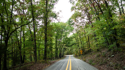 Curving mountain road in Northwest Arkansas