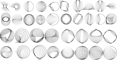 Lines in Circle Form . Spiral Vector Illustration .Technology round. Wave Logo . Design element . glitched lines .Abstract Geometric round shape 
