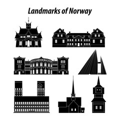 set of Norway famous landmarks by silhouette style,vector illustration