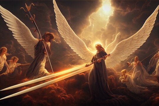 illustration of angels in heaven