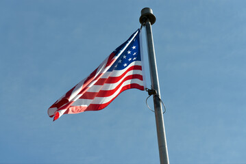 American flag flying on flagpole