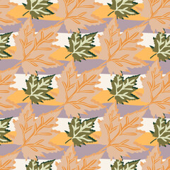 Abstract oak leaves seamless pattern. Maple foliage backdrop.