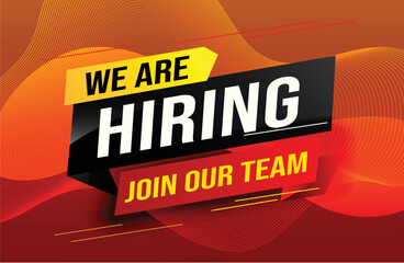 hiring recruitment Join now design for banner poster We are hiring lettering with geometric shapes lines. Vector illustration typographic. Open vacancy design template modern concept