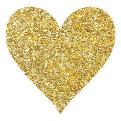 Gold valentines day heart isolated on white background. 