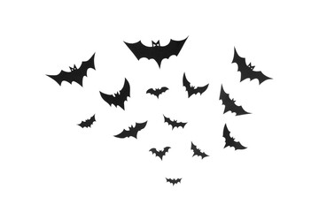 Happy halloween, Bats flying make from paper cut on white background, Decorative Halloween concept