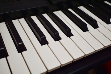 close up view of piano keyboard