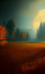 Fototapeta premium Drawing of an autumn forest. The season of the year. Autumn mood.