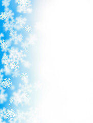 Winter, snowflakes on a blue and white background.