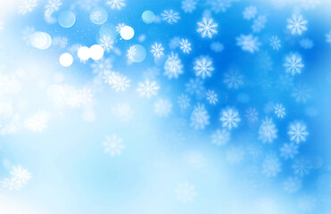 Naklejka na ściany i meble Winter, snowflakes on a blue and white background.