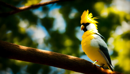 beautiful Cockatiel bird on a tree branch
