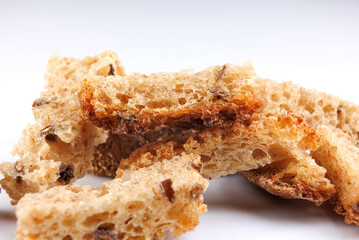 Crispy rusk on a white background.