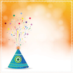 Vector illustration of Happy Diwali greeting cards. India festival of lights holiday invitations templates with Diwali flower pot.
