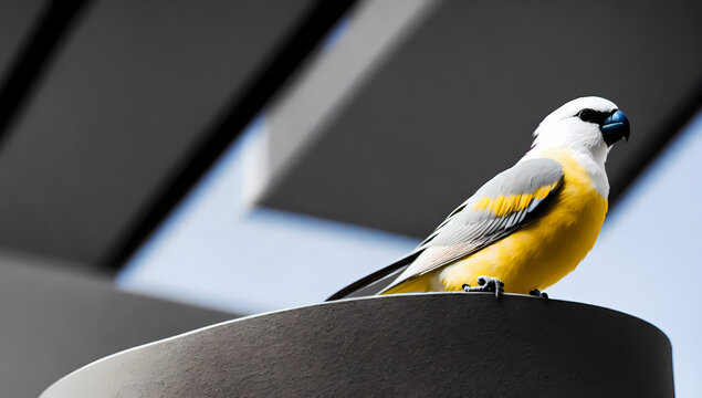beautiful Cockatiel bird on a bowl modern interior