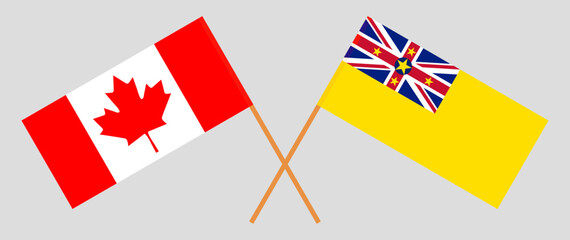 Crossed flags of Canada and Niue. Official colors. Correct proportion