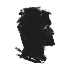 Silhouette of a man's head on a white background. Profile drawn in ink.