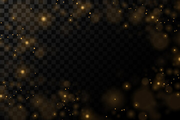 Shining bokeh isolated on transparent background. Christmas concept