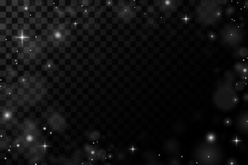 Shining bokeh isolated on transparent background. Christmas concept