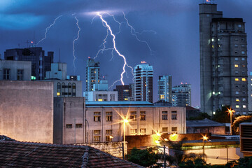 View of Lightning on the sky of São Paulo in Brazil