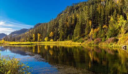 Fall Reflections on Savoy Pond, Spearfish Canyon State Natural Area, South Dakota, USA