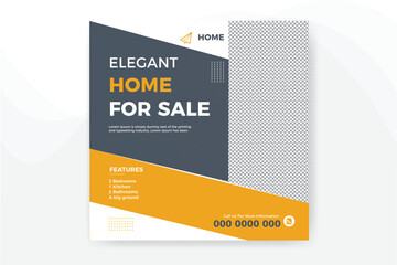 Modern home sale social media post banner template design