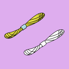 A set of images, a yellow skein of embroidery thread, vector cartoon