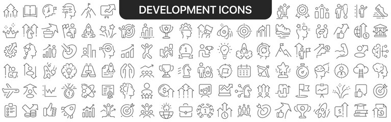 Development icons collection in black. Icons big set for design. Vector linear icons