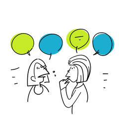 hand drawing doodle people in conversation illustration