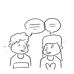 hand drawing doodle people in conversation illustration