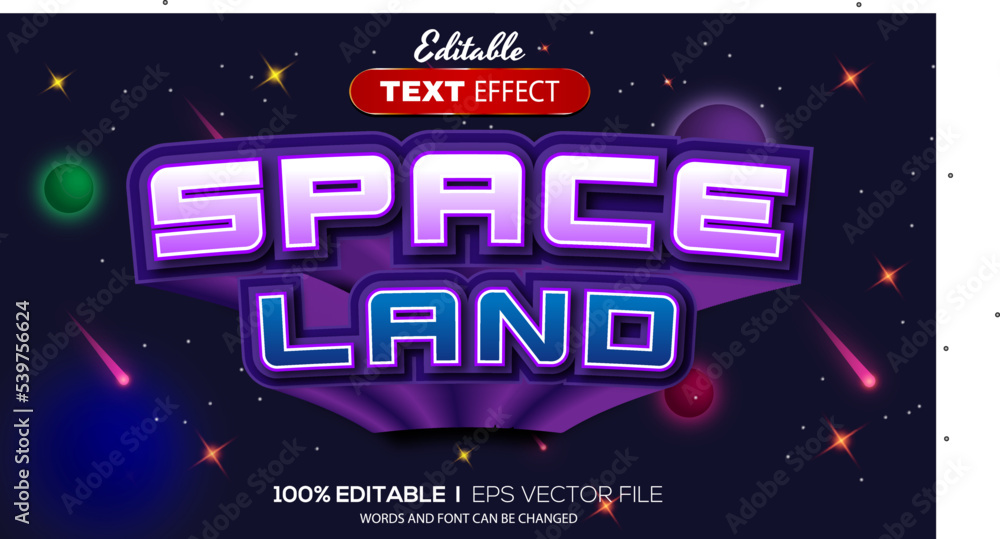 Poster 3d space land text effect - editable text effect