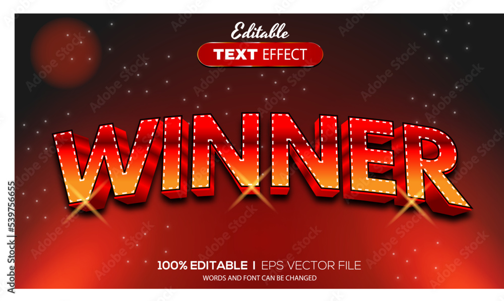 Poster 3D winner text effect - Editable text effect