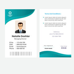 Abstract  Smooth Wavy Professional Identity Card Template Vector for Employee