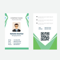 Green Professional employee identity card badge with man avatar
