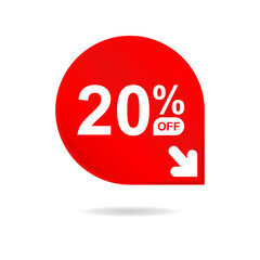 Special offer sale red tag. Discount offer price tag, retail promotion campaign symbol, sale promo marketing, 20% discount sticker, shopping day promotional offer. 20 percent off, vector eps10