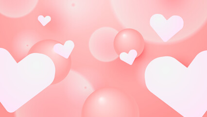 Soft cute pink love valentine abstract background with heart shape